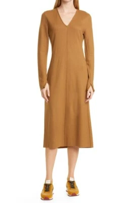 RAG & BONE Yan V-Neck Long Sleeve Wool Maxi Dress Camel XXS NWT