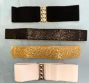 4 Women's Elastic Waist Band Cinch Belts