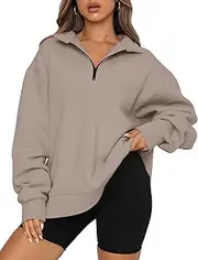 [Trendy Queen] Half Zip Pullover Sweatshirts for Women Oversized Quarter Zipper Pullover Hoodies Long Sleeve Y2k Fall Clothes