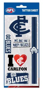 Carlton Blues AFL Temporary TATTOO Sheet