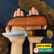 Highest Grade Fixed Blade Knife Knives Damascus VG10 Steel Brass Wood Handle EDC