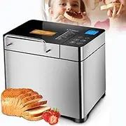 Bread Maker, 17 in 1 Fully Automatic Bread Maker, Digital Touch Panel 2LB Stainless Steel Bread Machine, 15 H Timer,1 H Keep Warm, 3 Sizes,3 Crust Tone with Fruit Nut Dispenser for Breakfast, Picnic