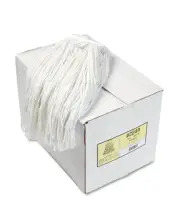 Boardwalk Cut-End Wet Mop Heads, Cotton, 24-oz, White, 12 Mop Heads BWK224R