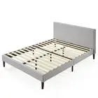 King Size Bed Frame Fabric Upholstered Platform Base Light Grey - Zinus Nelly