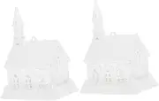 KOMBIUDA 2PCS DIY Blank Unpainted Houses Pendant Decorations for Unfinished Craft Tree Hanging Ornaments Creative Supplies for Holiday Decor and Imaginative Play