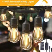 48FT Dimmable 15+1 Led Bulbs Festoon Lights Outdoor Xmas Wedding Patio w/ Remote