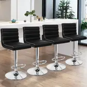 4x ALFORDSON Bar Stools Stripe Pattern Black