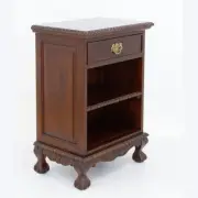 Solid Mahogany Wood Chippendale Bedside Table With Shelves Antique Style