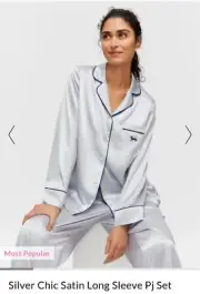 Peter Alexander Long Silver Satin PJ SET XL