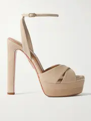 [Aquazzura] Aquazzura - Divine Plateau 130 Suede Platform Sandals - Beige - IT39.5 IT 39.5 Neutrals