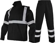 High Visibility Rain Jacket Waterproof for Men Class 3 Hi Vis Safety Rain Suit Jacket and Pants
