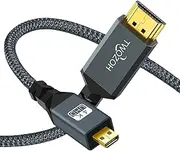 Twozoh 4K Micro HDMI to HDMI Cable 0.3M, High-Speed Full HDMI to Micro HDMI Braided Cord Support 3D 4K/60Hz 1080p