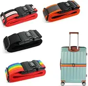 CAASFOOY 4 Pack Luggage Straps, Plastic Strap, Multicolor, Polypropylene, Small, 200 cm, Secure Suitcase Belts with Combination Lock Buckle
