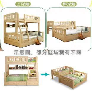 【HA Baby】兒童雙層床 可拆階梯款-120床型 原木裸床版(上下鋪、床架、成長床 、雙層床、兒童床架、台灣製)