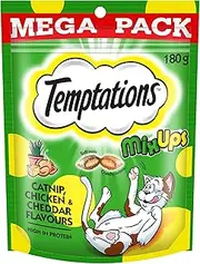 TEMPTATIONS Cat Treats Mixups Catnip, Chicken and Cheddar 180g Bag, 5 Pack