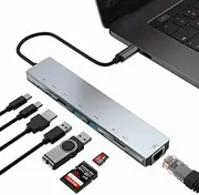 Zhubobo 8 in 1 Type-C to HDMI RJ45 SD Card Multifunction USB-C HUB