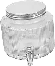 Housoutil Glass Bottle Wine Barrel Drinks Dispenser Tap Iced Tea Dispenser Glass Spigot