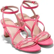 NWT Cole Haan Women's Addie Strappy Sandals Heeled, Camelia Rose Leather-Size 7