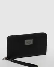 Black Zoe Wristlet Wallet With Gunmetal Hardware