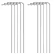Galvanized Tent Stakes 10 Pack, Heavy Duty Camping Stakes with Hook, 7 Inch M...