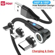Magnetic 540 Fast Charging Cable Data Cord Charger For Type-C Micro USB iPhone