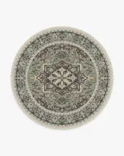 245' Round | Machine Washable Runner Rug | Kid & Pet Friendly | Indoor Rug | Hendesi Heriz Sage Rug | Ruggable