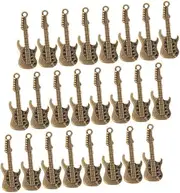 DIYEAH 100Pcs Mini Guitar Charms Metal DIY Ornaments for Phone Shell Decor Vintage Style Guitar Pendant Accessories for Crafts and Creative Projects