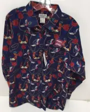 Ariat Women’s Long Sleeve Button Shirt Size 2X With Ropey Rose Print in Navy