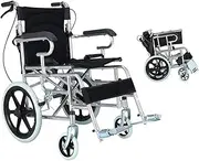 Lightweight Foldable Wheelchair with Foldable Backrest, Height-Adjustable Leg Support, Aluminum Alloy Old Man Portable Disabled Hand Scooter,Black