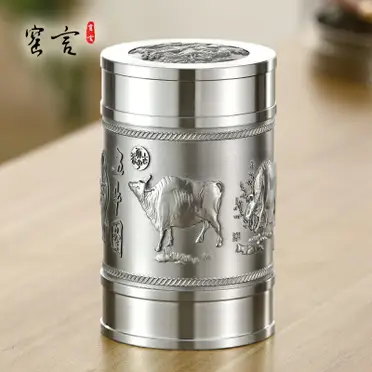 茶葉罐錫罐錫制茶葉罐大口茶葉罐金屬錫罐錫器茶罐純錫茶具密封罐免運開
