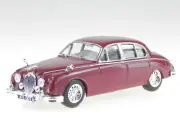 Jaguar MKII 1960 dark red diecast model car in Vitrine Atlas 1:43