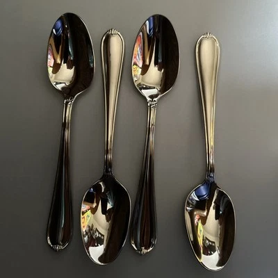 HAMPTON SILVERSMITHS 18/10 STAINLESS FLATWARE HSV133 4 OVAL SOUP SPOONS Table