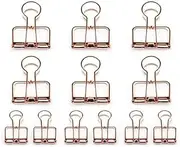 Pack of 12 Stationery Skeleton Binder Clips Foldback Wire Bulldog Binder Craft Projects Rose Gold