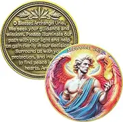 Archangel Uriel Coin - 1.57" Challenge Coin with Prayer Engraving, Symbol of Wisdom and Protection, Perfect for Spiritual Guidance and Collectors