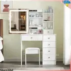 Dressing Table Makeup Vanity Set with Mirror Make up Desk Stool Set Organizer