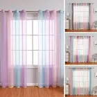 Sheer Curtain Easy Installation Decorative Living Room Gradient Tulle Drape