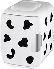 Mini Fridge for Car Travel Office Desk & Dorm Room 4 Can Electric Plug COW PRINT