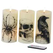 Halloween Flameless Pillar Candles with Remote Timer - Skull, Skull with Remote