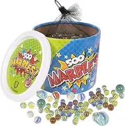 OIG Brands - Assorted Classical Colorful Glass Marbles Game Fun Retro Toys for Kids Bulk Set I Variety of Patterns for Crafting, Party Favors & House Decor - 500 Pack