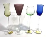 Cellini Crystal Cordial Stemware Four Hand Decorated Stemmed Glasses New in Box