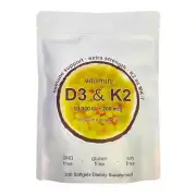 Vitamin D3 K2 Supplement Softgels, 300 pcs Vitamin D3 + K2 Capsules AU