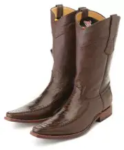 LOS ALTOS BROWN GENUINE OSTRICH LEG VERSAGE SQUARE TOE WESTERN BOOT EE