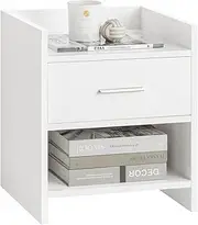 SoBuy White Bedside Cupboard Nightstand with Drawer and Shelf FBT66-W