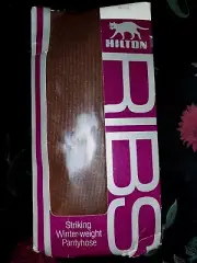 Vintage Retro 80s-90s 'Calypso' / Brown Ribbed Tights- Size Mids - Hilton 'Ribs'