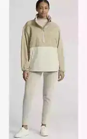 RLX Ralph Lauren Women's Medium Golf Jacket Quilted Panel Hybrid Pullover Beige