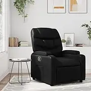 Recliner Chair Black Comfy Faux Leather, Reading, Living Room Furniture & Chairs, Reclining Sofa for Gaming, Lounge Spaces, 188 Characters