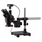 AmScope 7X-135X Trinocular Stereo Zoom Microscope Boom + 144-LED + 18MP Camera
