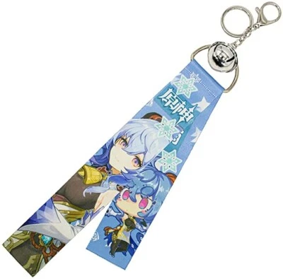 New Genshin Impact Anime Game Lanyard Tag Keychain Badge Holder Ganyu Cryo