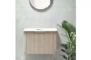 ACA Wall Hung Oak Bathroom Vanity Cabinet Storage 61x46CM White Counter top fit Single bowl Basin Sink