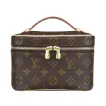 【LOUIS VUITTON 路易威登】LV M44495 NICE MINI經典LOGO MONOGRAM帆布拉鍊手提化妝箱(咖啡)